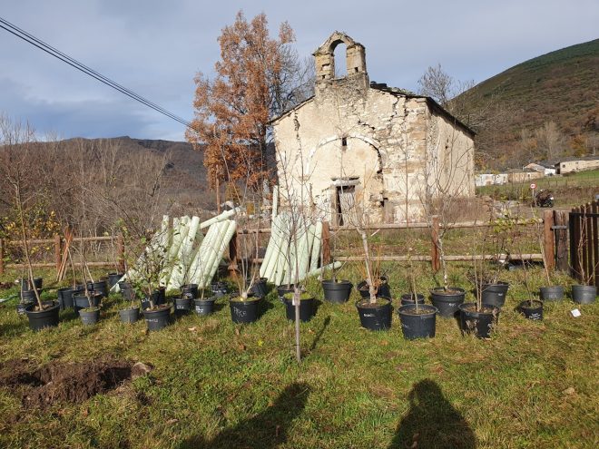 Trabajos para la construcción del Bosque de los 5 sentidos en Sosas de Laciana